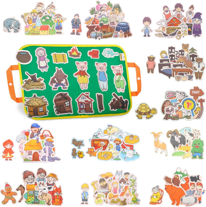12 Pack Felt Storyboard Pieces for Toddler, Flannel Board Stories for Preschool Activities, 5 Little Duck and 11 Other Stories