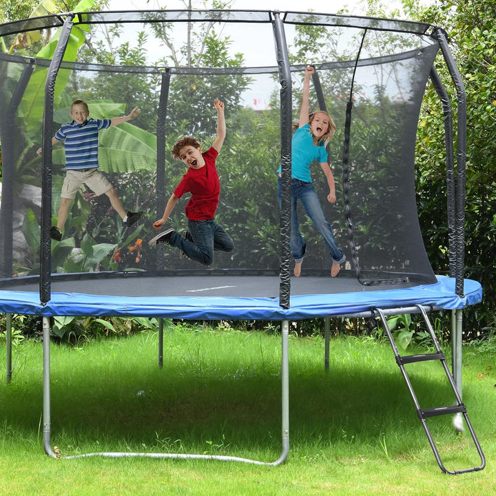 Trampoline Ladder with Horizontal and Wide Steps, Universal Hook, UV Treated Steel, 220 Lbs Capacity Trampoline Accessories for Children Kids