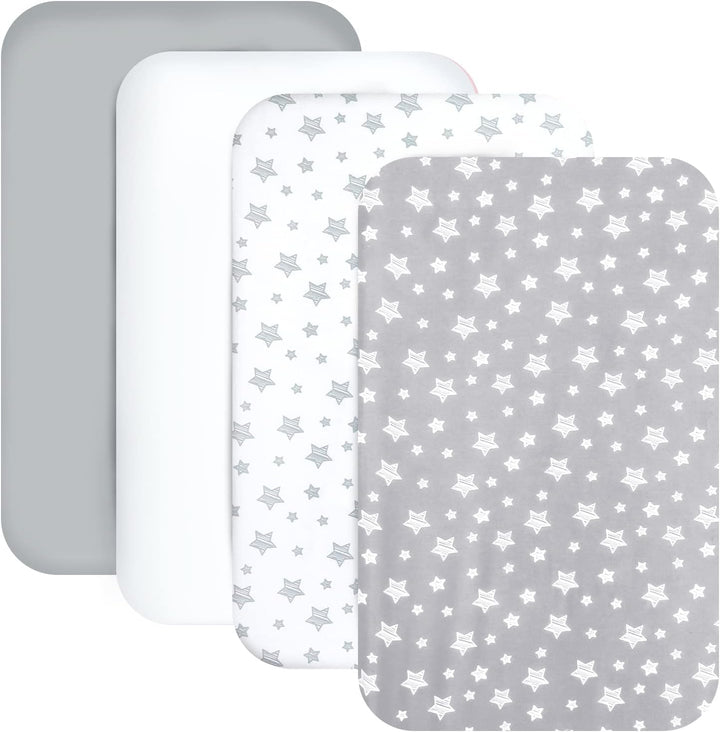 Pack and Play Sheets Boys, 4 Pack Mini Crib Sheets, Stretchy Pack and Play Playard Fitted Sheet, Compatible with Graco Pack N Play, Soft and Breathable Material, Navy