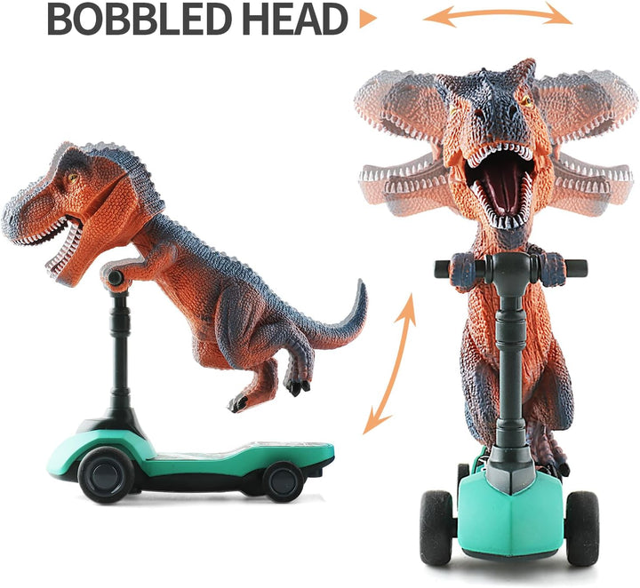 Dinosaur Scooter Toys Pull Back Cars Mini Finger Kick Scooters Boy Toy Age 3 4 5 6, Dino Gift Sets for Kids 4-Pack