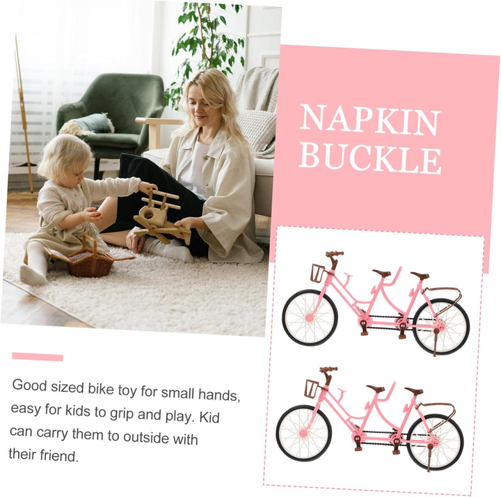 Doll Bicycle Set for Boys and Girls Double Seat Miniature Bike Toy Removable Basket for Boys and Girls Playtime Accessories