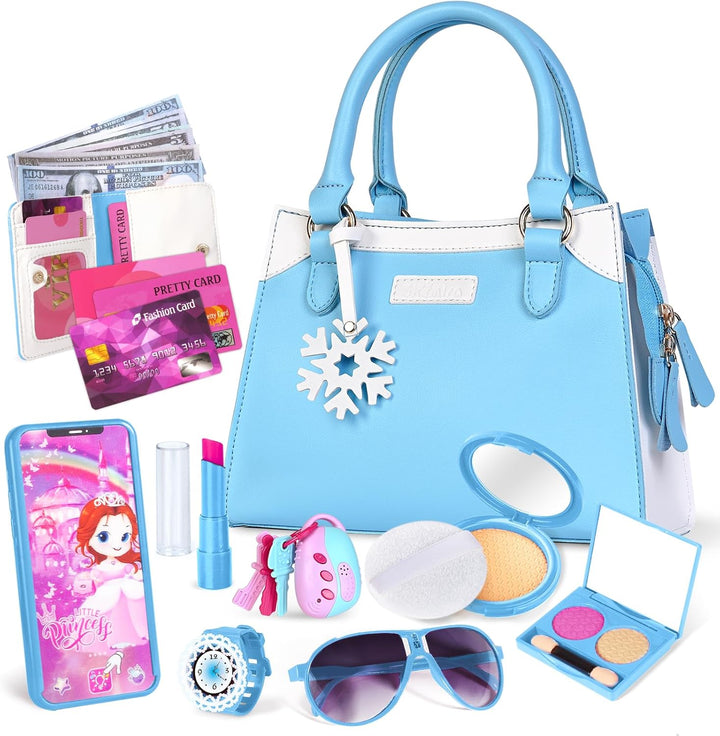 Play Purse for Little Girls, Princess Pretend Toys for Girls 3 4 5 6 7 8 Years Old, Christmas & Birthday Gift for Kids Age 3-5 4-6 6-8, Toddler Purse with Accessories, Kids Toy Purse,Pink