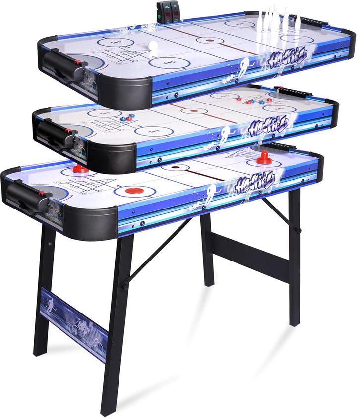 54" Upgrade Multi Game Table,5 in 1 Folding Portabel Games with Accessories,Ping Pong,Pool Billiard,Shuffleboard,Bowling,Hockey Combo Game Set for Indoor and Outdoor Family Game Table