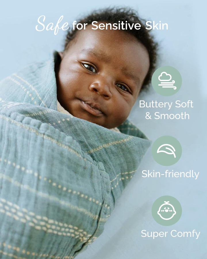 Graco Pack and Play Sheets Fitted – Compatible with Graco Pack N Play Playard Crib & Other 27 X 39 Inch Playpen Mattress, Buttery Soft Jersey Playard Sheets, Blue Sage Cloud 3 Pack
