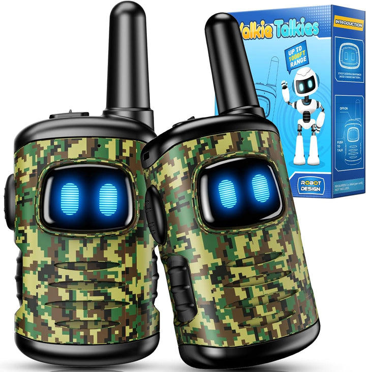 Kids Walkie Talkies Toys for Boys:  Mini Robots Walkies Talkies 2 Pack Birthday Gifts for 3 4 5 6 7 8 Year Old Boys Toys Age 4 5 6 7 8 Camping Outdoor Games