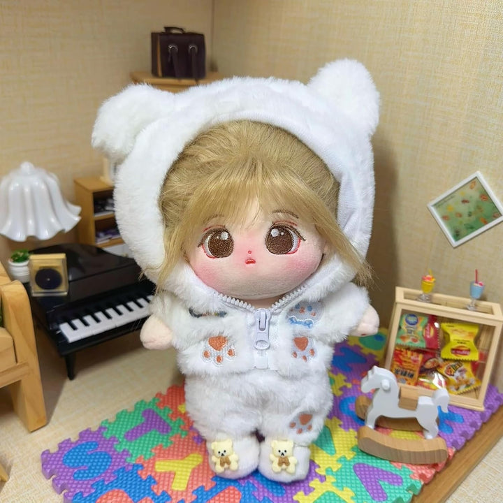 20Cm Plush Doll Clothes, Anime Plushie Outfit Suit Pajamas, 8 Inch Cotton Doll Clothes for Dolls Stuffed Animals (Whitebearnew Suit)