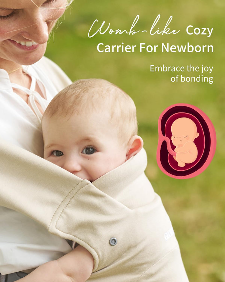 Baby Carrier Newborn to Toddler, Cozy Baby Wraps Carrier, Ergonomic Baby Carrier with Head Support, Cream