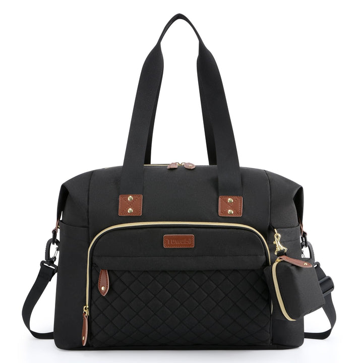 Diaper Bag Tote,Baby Diaper Bag with Pacifier Case Large Travel Diaper Tote Caddy for Mom and Dad Multifunction Large Baby Bag - M-Black