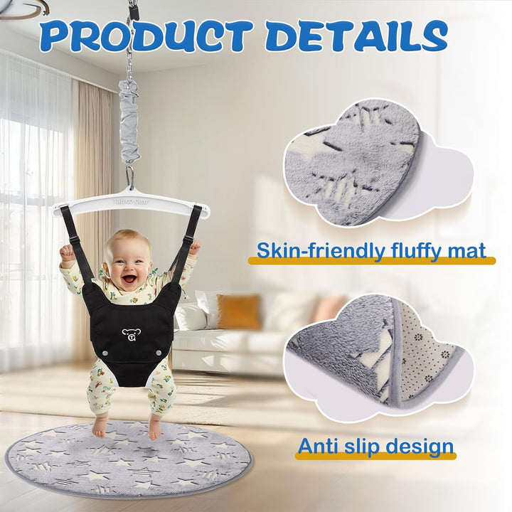 Baby Jumper with a Ceiling Hook for Infant & Toddlers with Adjustable Chain, Bouncers for Indoor/Outdoor, Baby Doorway Jumper with Soft Rug