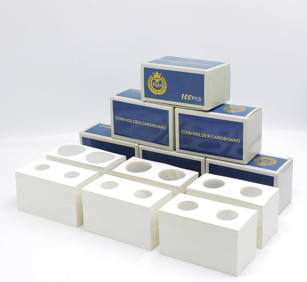 600PCS Coin Flips in 6 Sizes Cardboard Coin Holders for Colletors 2X2 Inch Coin Cardboard Coin Flips for Coin Collection (Coin Flips 6-600Pcs)