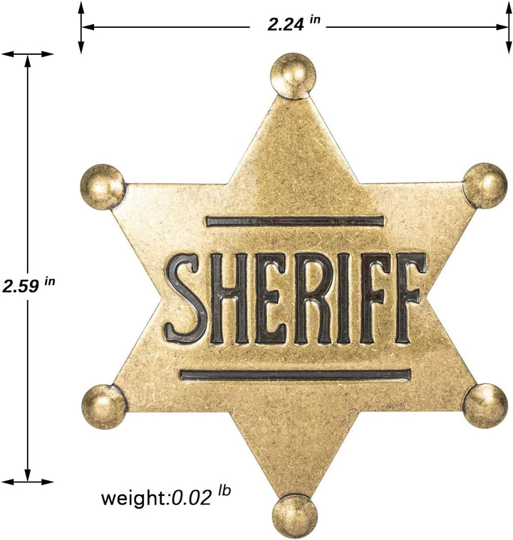 Branded Sheriff Badges - Metal Sheriff Badge for Kids, Girls and Adults - Cowboy Party Decoration