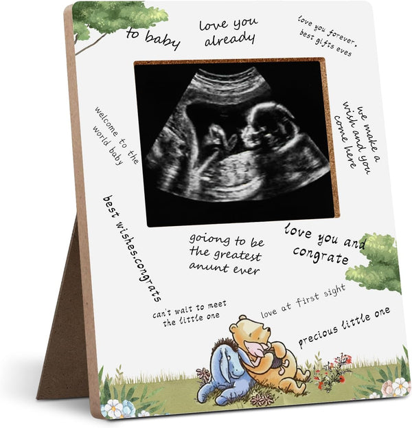 Baby Shower Sign Picture Frame, Winnie Sonogram Frame, Classic Pooh Signed Message Photo Frame, Gender Reveal Gift 4.3 * 5.3 in Photos
