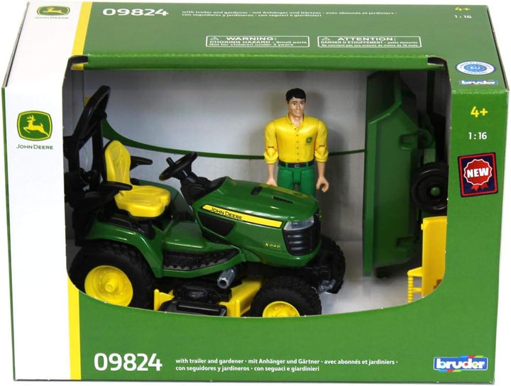 09824 Bworld John Deere Lawn Tractor W Trailer and Gardener