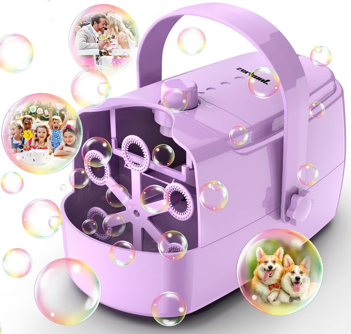 Bubble Machine Durable Automatic Bubble Blower, 18000+ Big Bubbles per Minute Bubbles for Kids Toddlers Bubble Maker Operated by Plugin or Batteries Bubble Toys for Indoor Outdoor Birthday Party