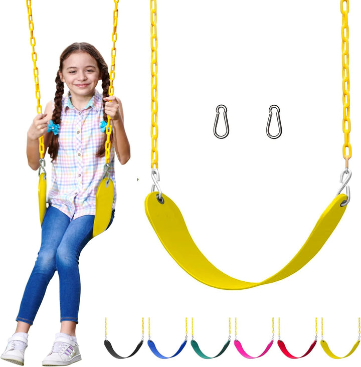 Swing for Outdoor Swing Set - Pack of 1 Swing Seat Replacement Kit with Heavy Duty Chains - Backyard Swingset Playground Accessories for Kids (Green)