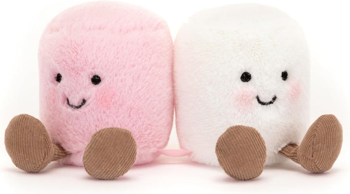 Amuseables Pink and White Marshmallows Stuffed Toy, 3.5 Inches | Food Plush | Fun Gift Idea