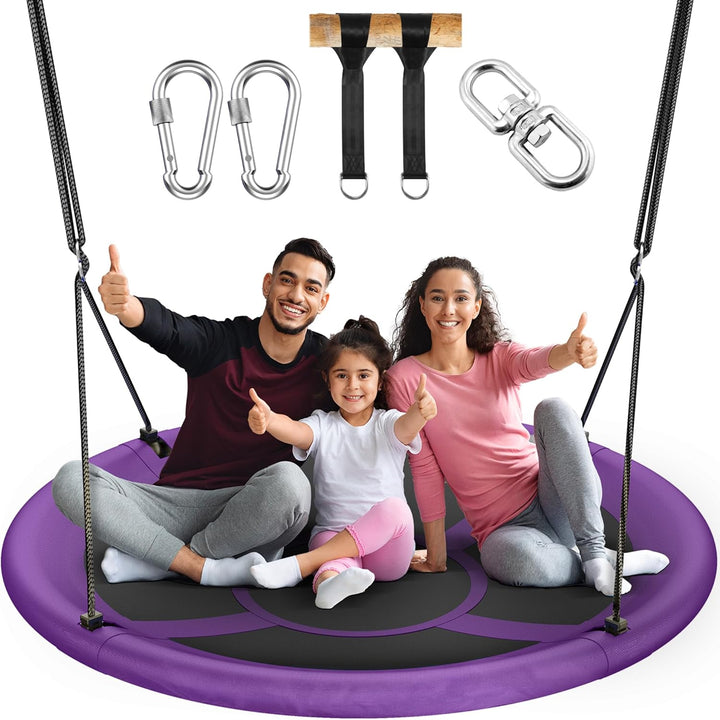 43" Saucer Tree Swing for Kids Adult, 700Lbs Weight Capacity, Waterproof Flying Saucer Swing with Adjustable Hanging Straps, Swing Seats for Backyard Outdoor Indoor Playground, Blue