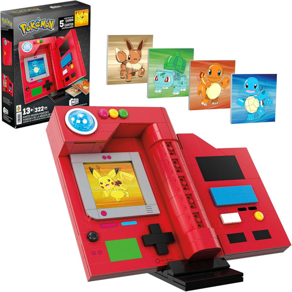 MEGA Pokémon Building Toys Set, Kanto Region Pokédex with 322 Pieces, Light and 5 Lenticular Cards, for Kids or Adult Collectible