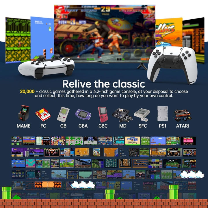Wireless Retro Game Console, Retro Game Stick with Built-In 23 Emulators, 64GB,20,000+ Games, 4K Hdmi Output, and 2.4Ghz Wireless Controller, Plug and Retro Play Video Games for Tv（White），Two