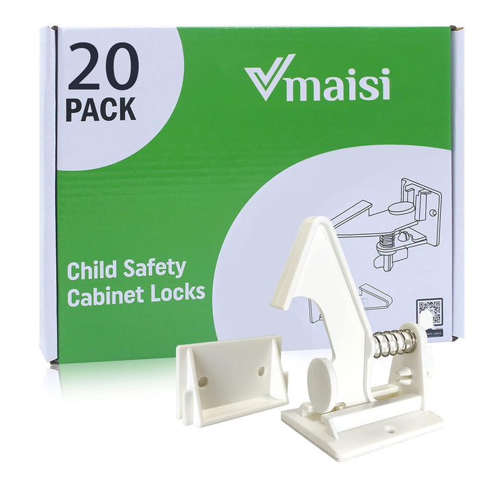 12 Pack Cabinet Locks Child Safety Latches -  Baby Proofing Cabinets Drawer Lock with Adhesive Easy Installation - No Drilling or Extra Screws (White)
