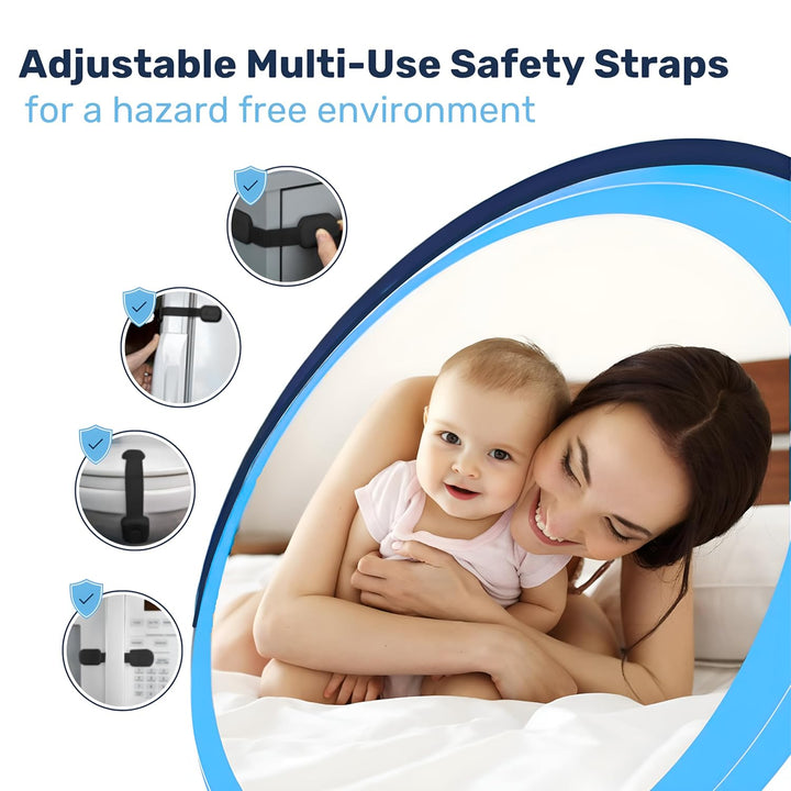 3M Adhesive Child Safety Strap Locks by , Baby Latches for Cabinets, Dishwashers, Fridges, Ovens and Trash Cans, Stain Free Toilet Lock (6 Safety Latches)