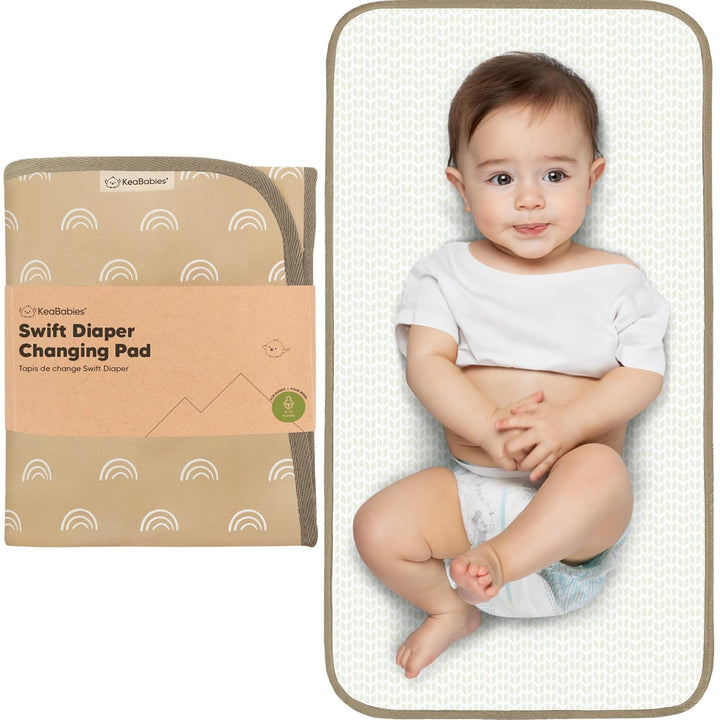 Portable Diaper Changing Pad, Easy Wipe Clean - Foldable Waterproof Baby Changing Mat for Diaper Bag, Compact, Lightweight, 25X13 Baby Changer Travel Essential, Machine Washable (Black Geo)