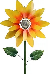 Sunflower Wind Spinner, 56" Metal Wind Spinner with Stake, Wind Spinners for Yard and Garden Lawn Patio Decor