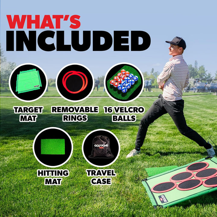 – Backyard Golf Game with 16 Chipping Velcro Balls & Mat, Yard and Outdoor Games for Adults & Family, Indoor Golf Set for Home, Beach or Party, Lawn Games for Adults & Family Outdoor