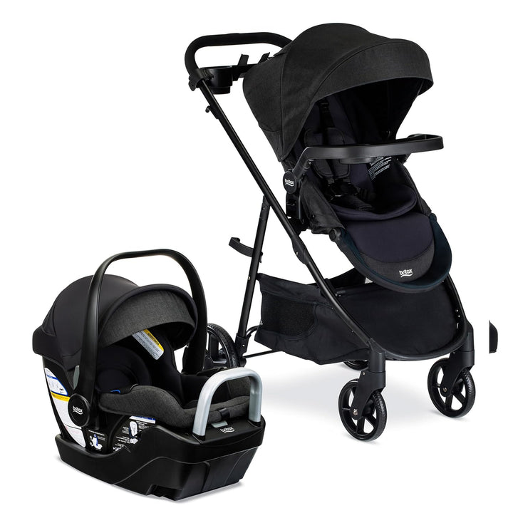 Willow Brook S+ Baby Travel System, Infant Car Seat and Stroller Combo with Alpine Base, Clicktight Technology, Safewash Insert and Cover, Sand Onyx