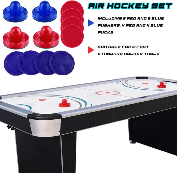 Air Hockey Pushers and Pucks - Air Hockey Paddles and Goal Handles Replacement Accessories for Game Tables (4 Pushers, 8 Pucks)