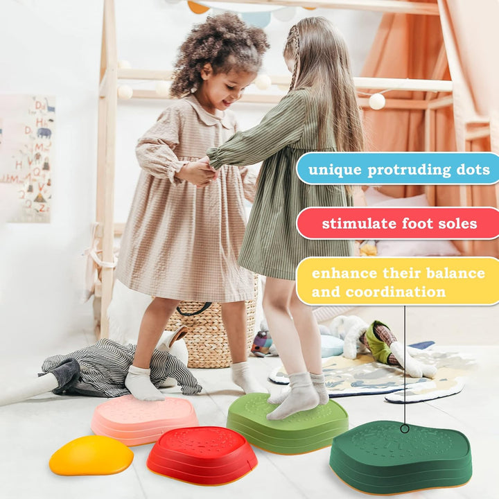Balance Stepping Stones for Kids, Non-Slip Toddlers Sensory Toys Outdoor or Indoor Play, Promoting Motor Skills and Confidence, Obstacle Course Coordination Toys for Children Age 3 4 5 6 7+