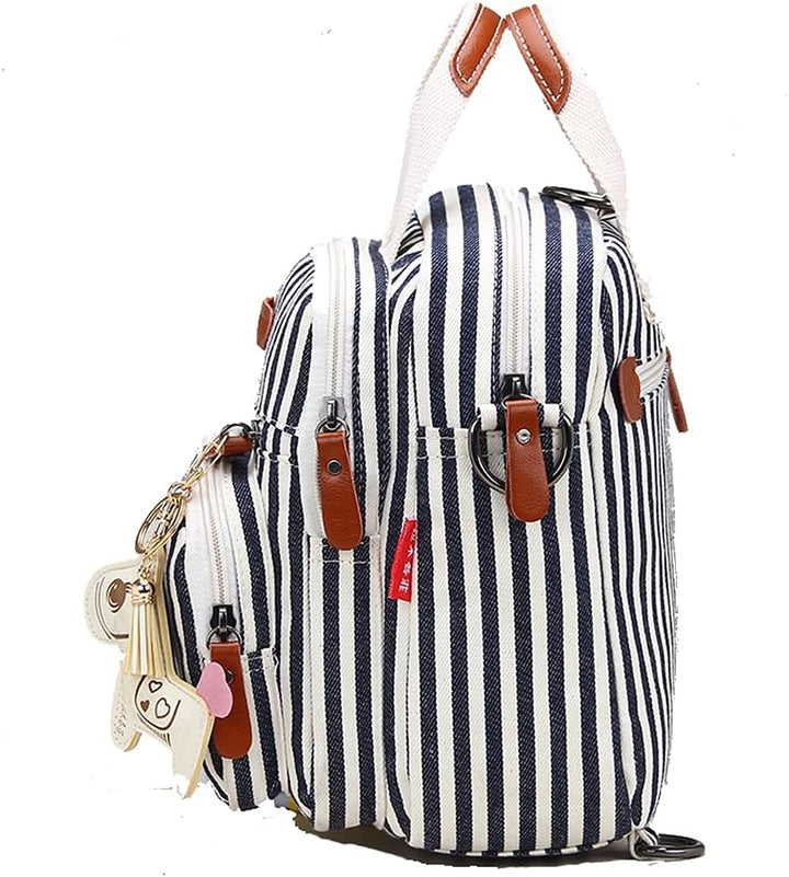 Mini Multi-Function Diaper Bag Tote Messenger Backpack-Stripes
