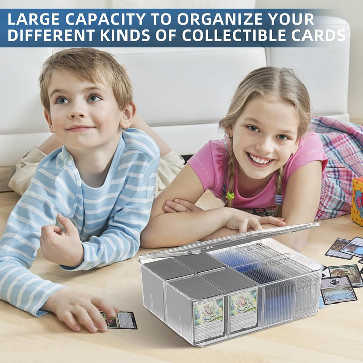 Transparent Trading Card Storage Box-Holds 2000+ Loose Cards-Plastic Card Deck Box for Baseball Cards/For Toploaders/For Graded Card/For Mtg/For Magnetic Card Etc.