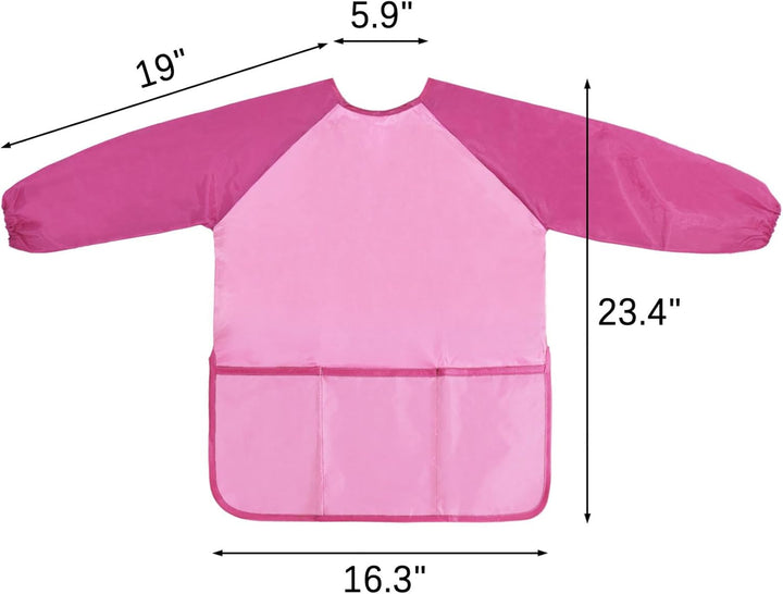 Kids Art Smock, Toddlers Painting Apron Waterproof Children Artist Smock with Long Sleeve and 3 Pockets