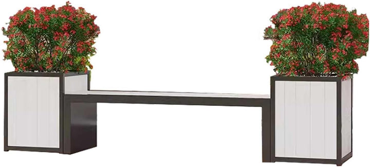 Outdoor Park Planter Bench Outdoor Flower Box Sitting Chair Combination Commercial Square Planter with Seat Wooden Leisure Bench Park Flower Box Bench(L260*D50*H60Cm)