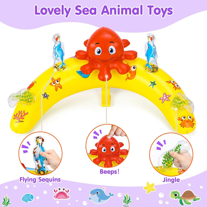 Baby Pool Float with Canopy UPF 50+ Sun Protection, Double Air Chambers Infants Swimming Floats with Sound Toys Adjustable Safety Seat Toddler Float for Boys and Girls 6-36 Months