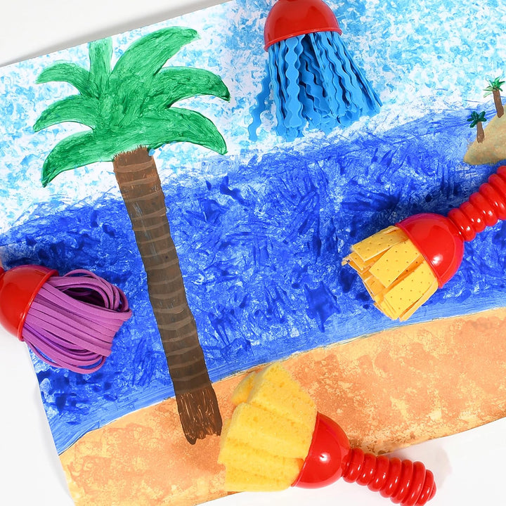 Textured Art Tools - Set of 4 - Jumbo Paint Brushes for Toddlers and Kids - Set 2 - DIY Patterns and Effects, Plastic, Multicolor