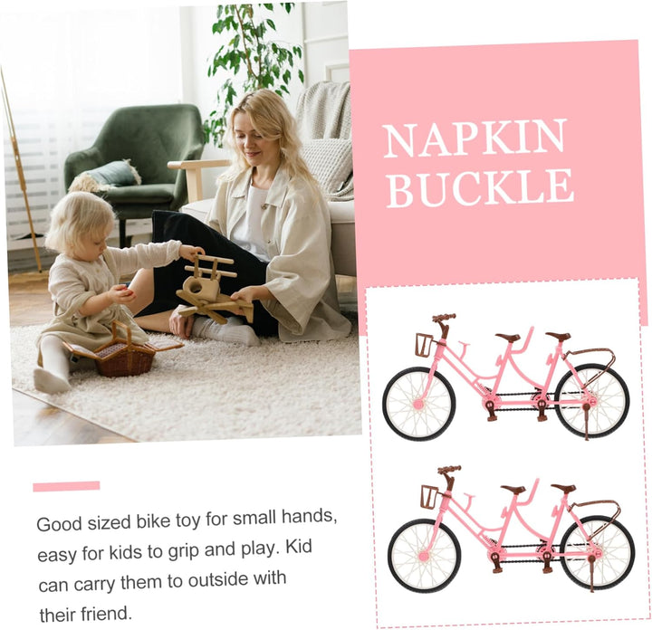 2-Person Bicycle Toy for Boys and Girls Double Seat Doll Accessories Mini Cycle Pedals for Boys and Girls for Playtime and Imaginative Fun