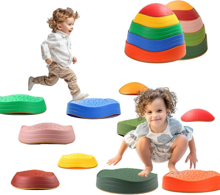 Balance Stepping Stones for Kids, Non-Slip Toddlers Sensory Toys Outdoor or Indoor Play, Promoting Motor Skills and Confidence, Obstacle Course Coordination Toys for Children Age 3 4 5 6 7+