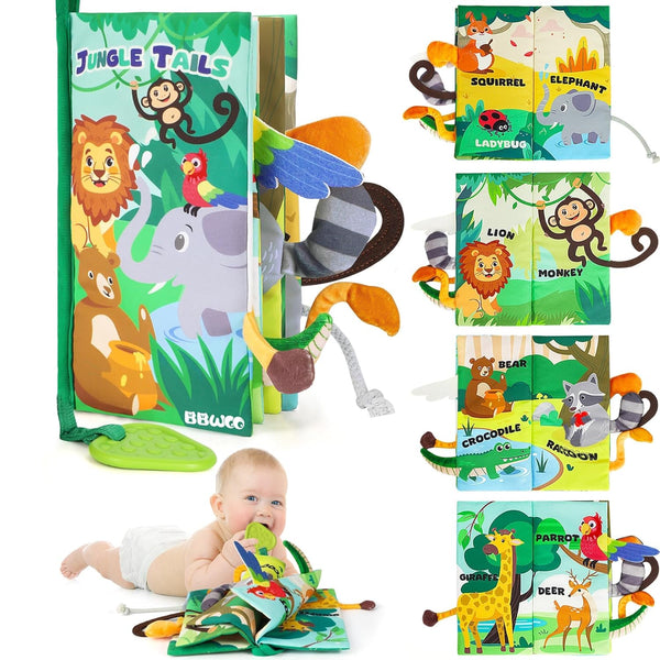 Soft Baby Book - Baby Toy - Newborn Boys Girls Shower Gift - Tummy Time Toy for Infant 0-6 6-12 Months - Touch and Feel Sensory Crinkle Book with Teether for Toddler