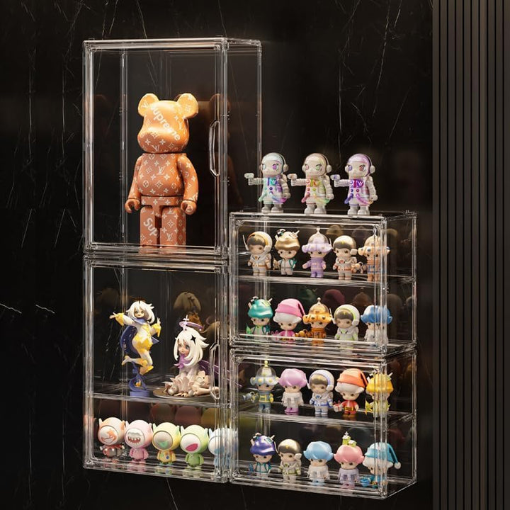 3 Tiers Clear Display Case for Figures, Acrylic Storage Organizers Box with Magnetic Door, Wall-Mounted Dustproof Showcase for Collectibles Action Figure
