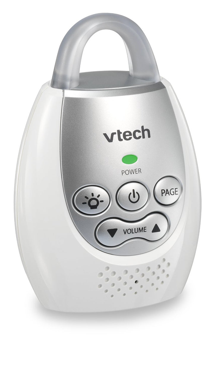 Communications DM221 Audio Baby Monitor with up to 1,000 Ft of Range, Vibrating Sound-Alert, Talk Back Intercom & Night Light Loop, White/Silver