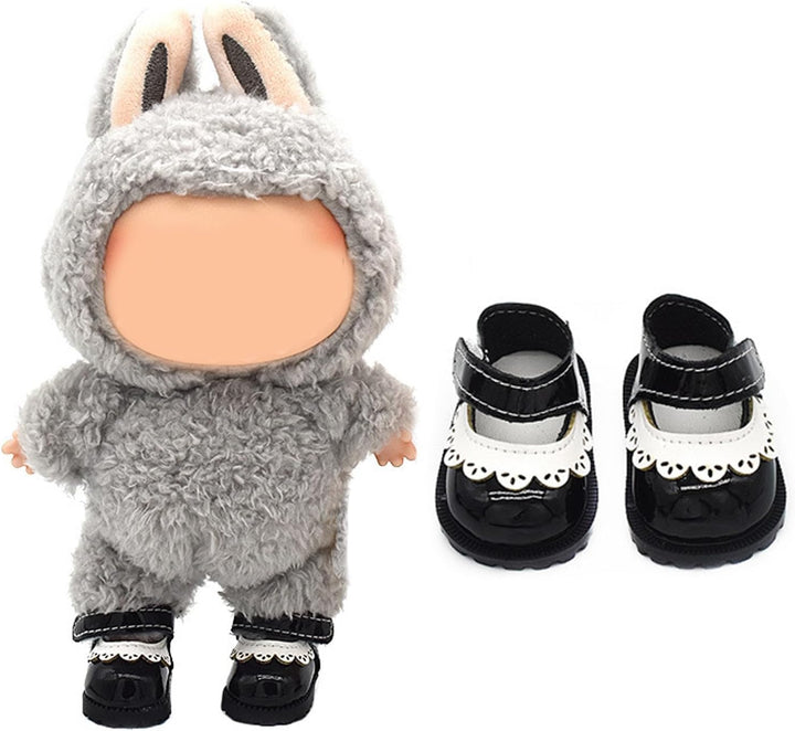 Mini Doll Shoes, 1 Pair Cute Lace up Canvas Sneakers Compatible for 17Cm/15Cm Doll Shoes Toy Outfit Accessories(White)