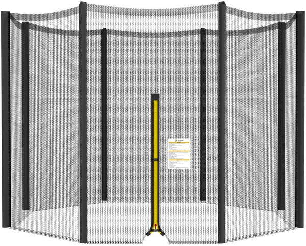 Trampoline Net Replacement 10FT 12FT 14FT 15FT 16FT Netting Replacement for round Frame Trampolines Enclosure Net 6 Poles 8 Straight Poles Sleeve Zipper Protection Buckles