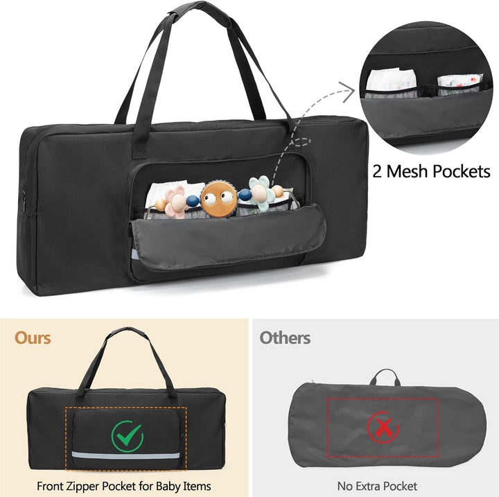 Baby Bouncer Transport Bag, Bouncer Carrier Compatible with Baby Bjorn Bouncer Balance Soft and Bouncer Bliss, Double Zipped Travel Bag with Shoulder Pad, Black