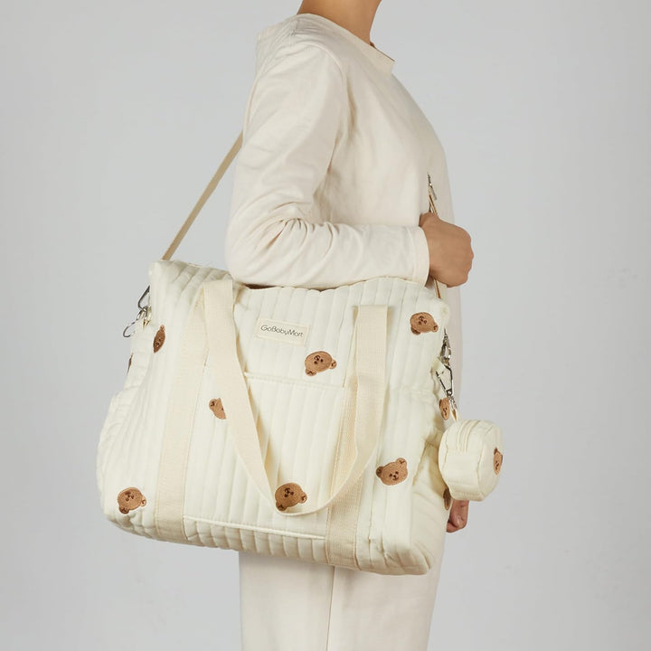 Large Diaper Bag Tote, Maternity Travel Diaper Tote, Multifunction Baby Bag, Baby Nappy Bags, Messenger Bag (Medium - Bears)