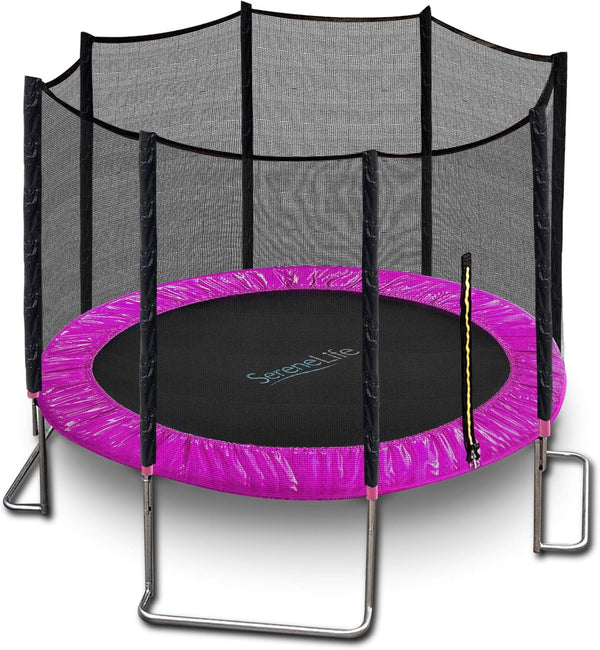 8FT 10FT 12FT 14 FT Trampoline Outdoor – Heavy-Duty Backyard Trampoline for Kids and Adults with Wide Jumping Surface, Stable L-Shaped Legs, Safety Net, ASTM Approved, Supports 264 Lbs