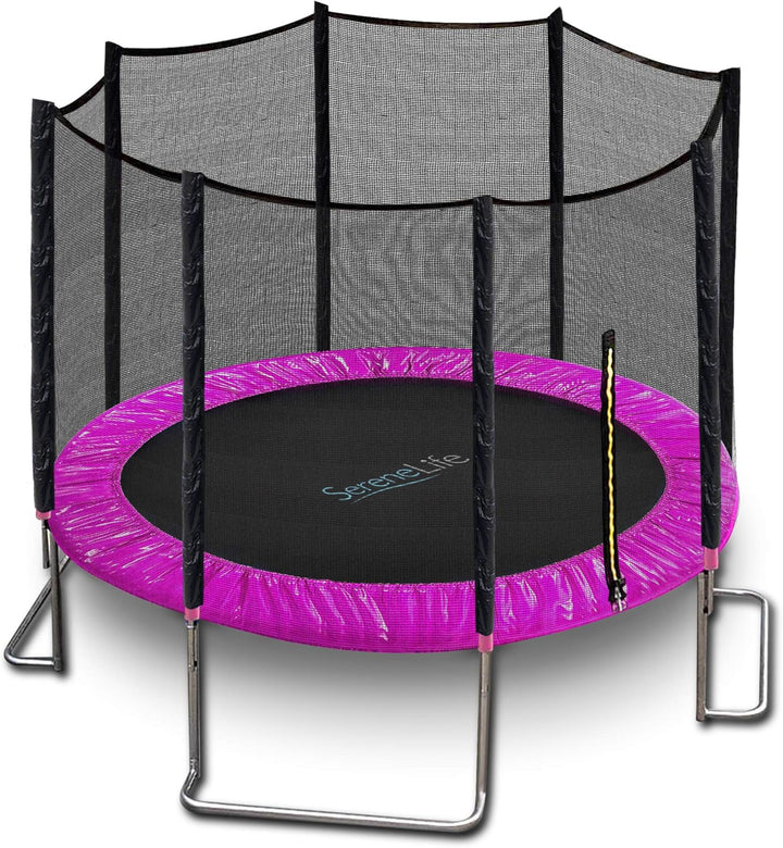 8FT 10FT 12FT 14 FT Trampoline Outdoor – Heavy-Duty Backyard Trampoline for Kids and Adults with Wide Jumping Surface, Stable L-Shaped Legs, Safety Net, ASTM Approved, Supports 264 Lbs