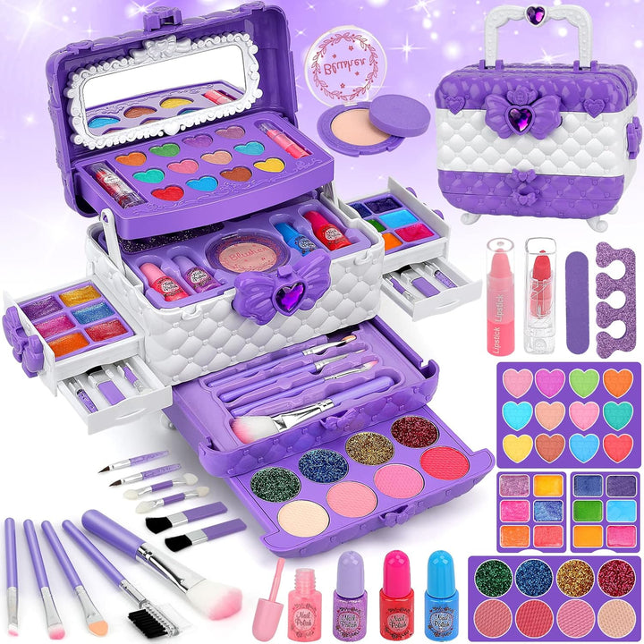 Kids Washable Makeup Kit Girl Toys for Gifts,  Toys for Girls Princess Birthday Gift Play Make up Toys for Girls Toys Age 4 -12