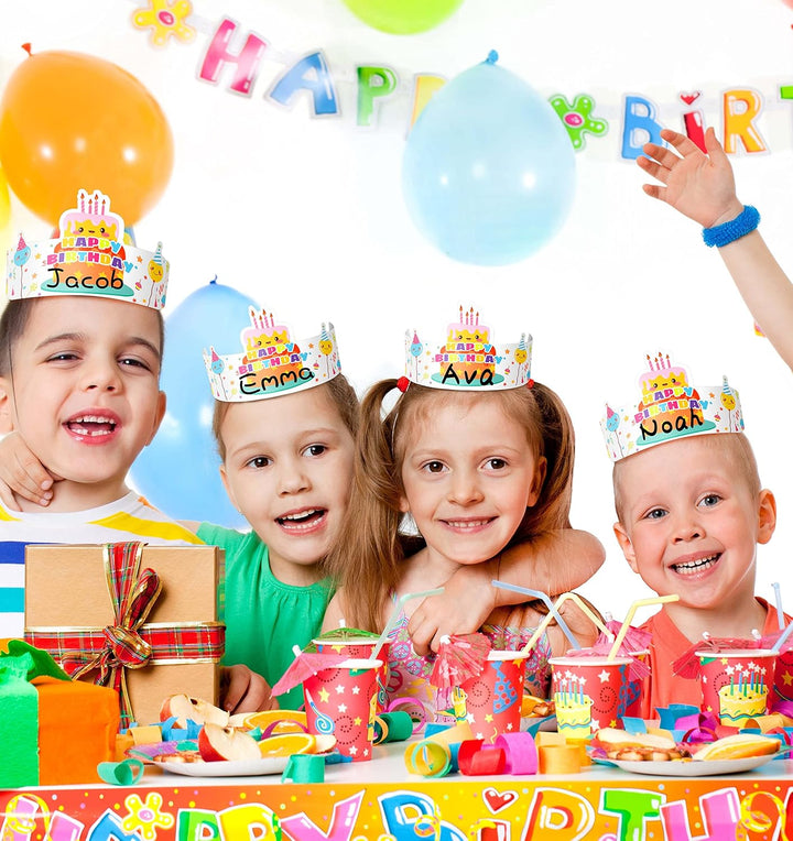 42 Pack Happy Birthday Crowns for Kids Classroom with Elastic Band for Teachers Students Kindergarten Party